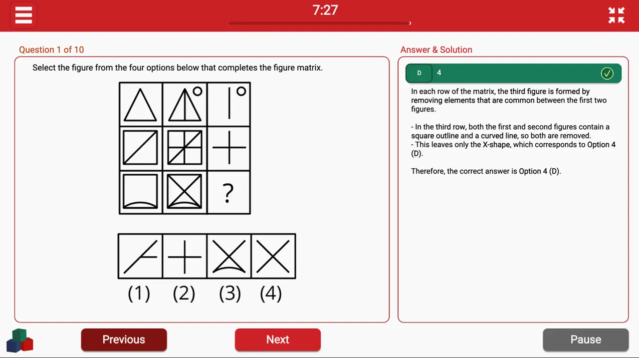 Bain Sova Inductive Logical Reasoning Matrix Example