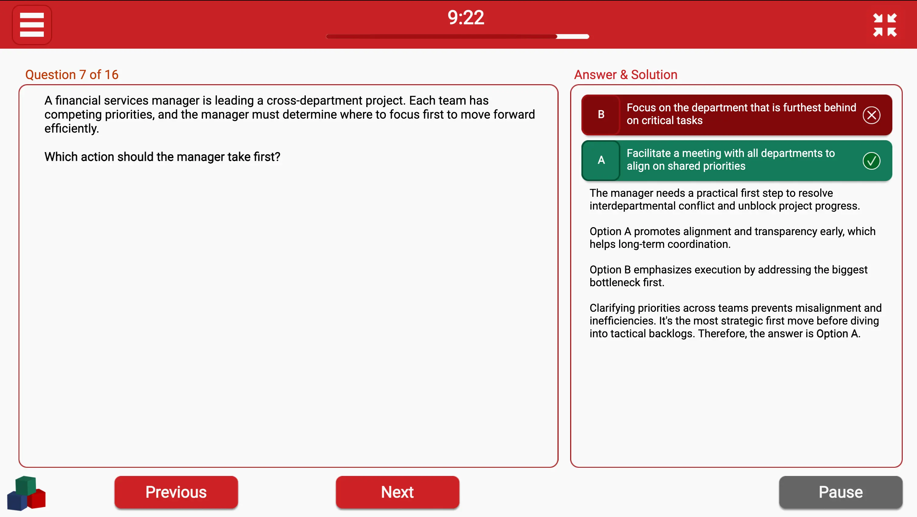 Bain TestGorilla Business Judgment - Leadership and Stakeholder Management Question