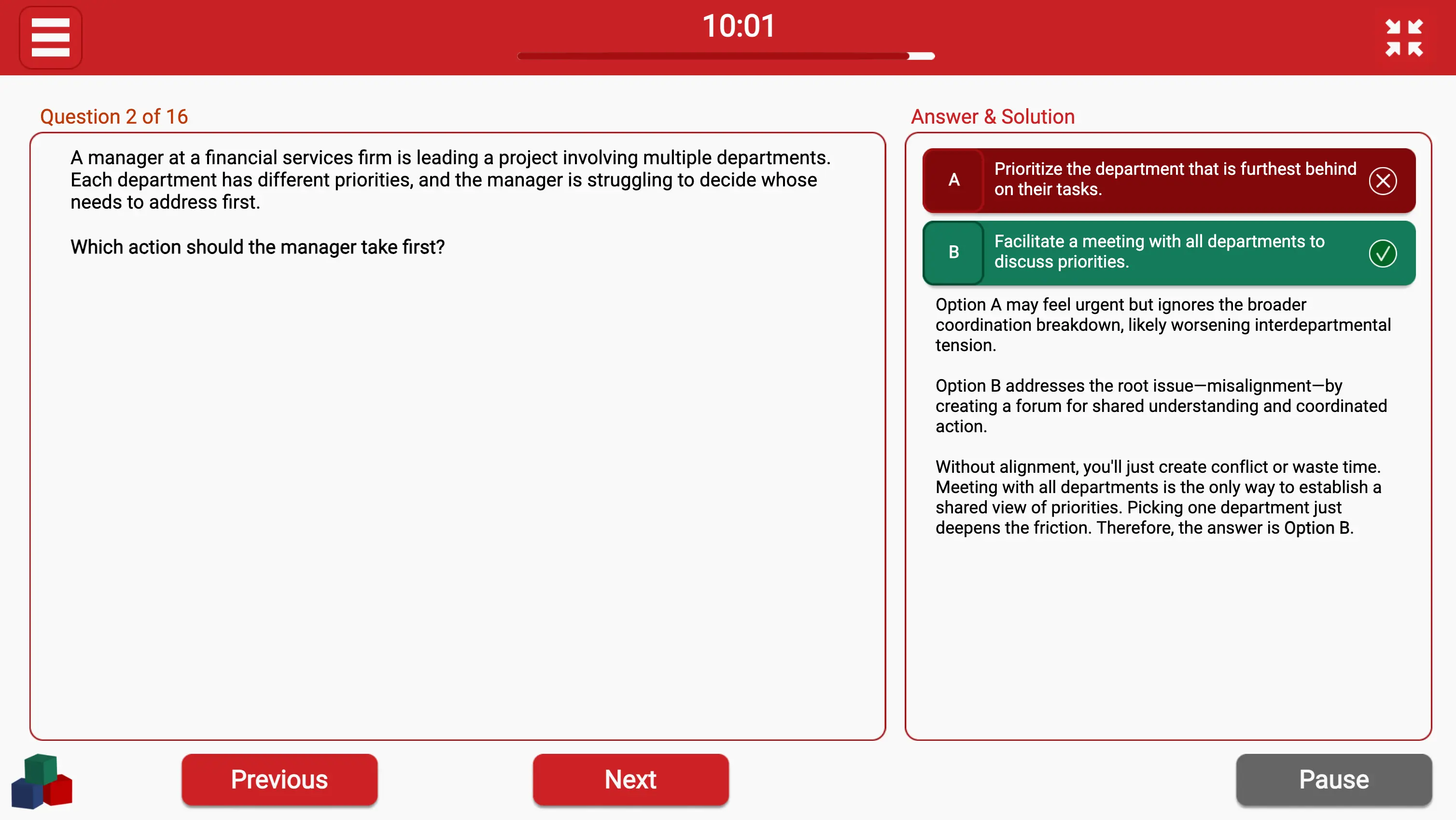 Bain TestGorilla Business Judgment - Operational Problem-Solving Question
