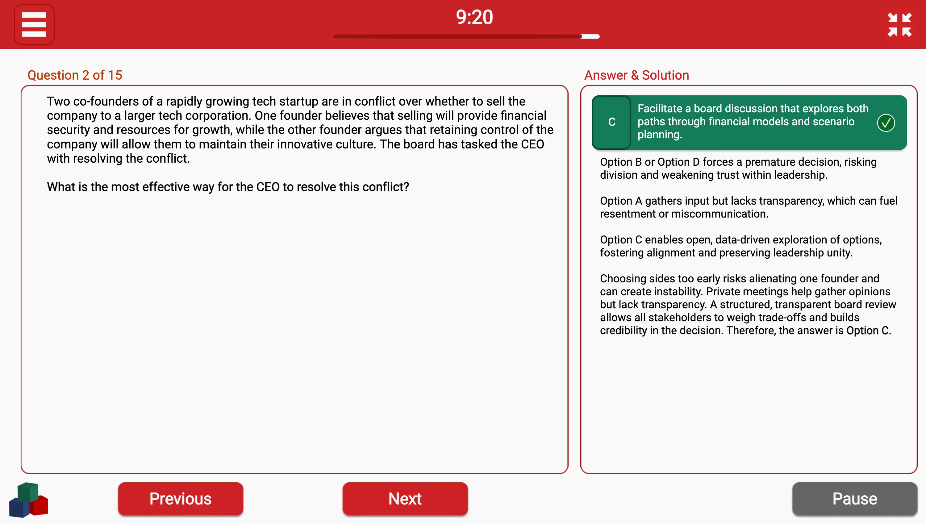 Bain TestGorilla Leadership and People Management - Conflict Resolution Question