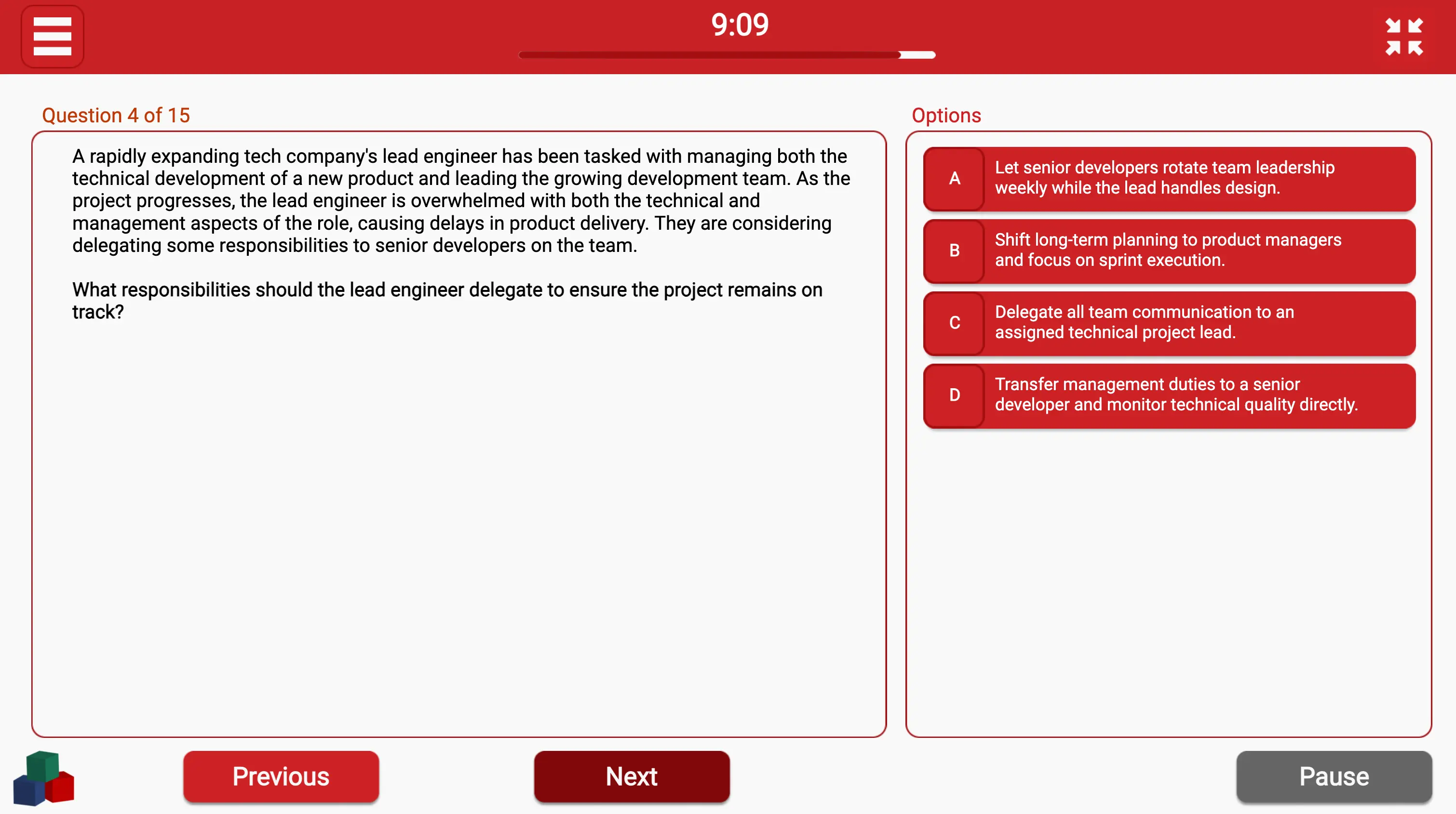 Bain TestGorilla Leadership and People Management - Delegation and Prioritization Question