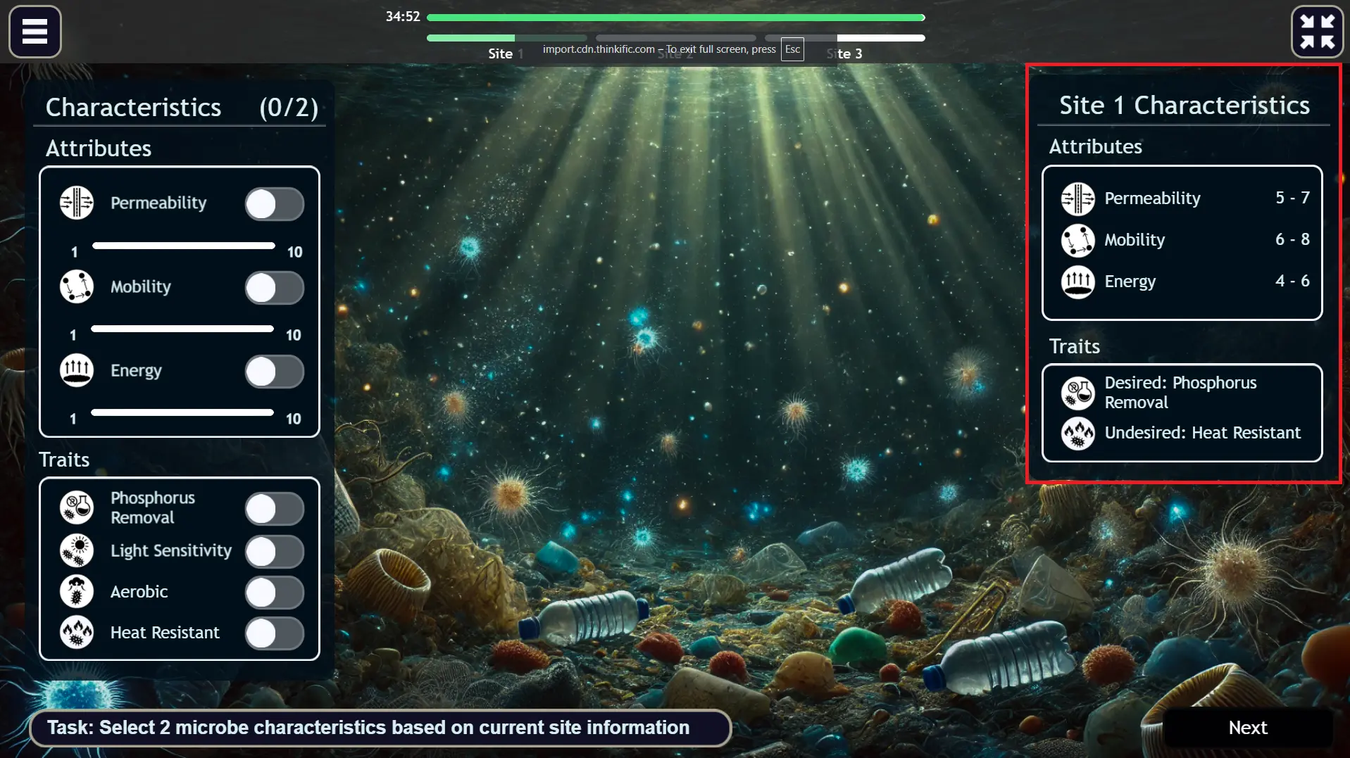 McKinsey Ocean Cleanup Game - Ocean Attributes